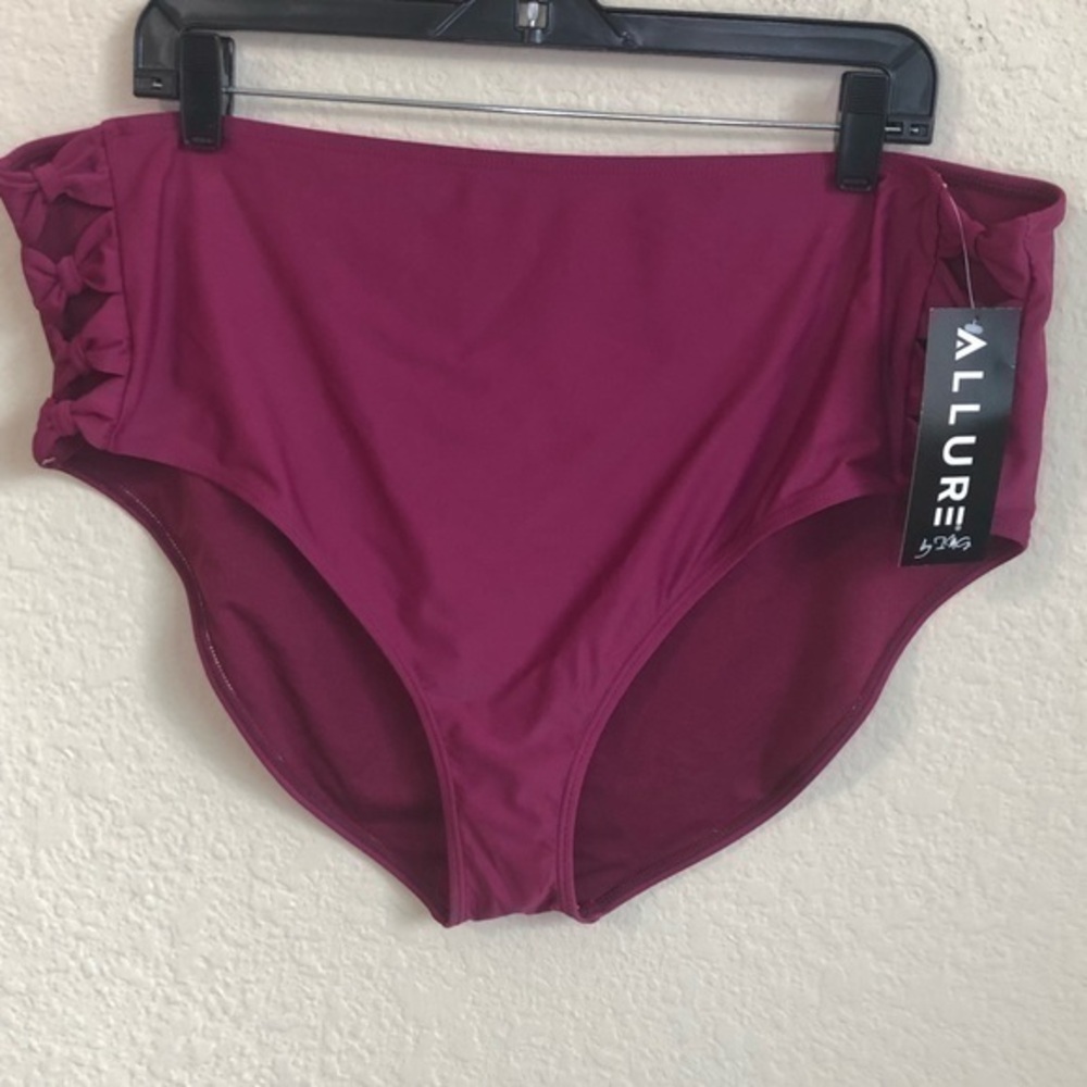 Allure Bikini Bottom High Waist Cut Out Sides Plus Size Swimsuit Swim NWT